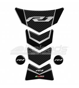 Paraserbatoio resinato Yamaha R1 "Frames/S" nero-carbon look