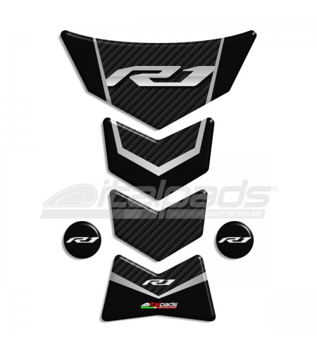 Paraserbatoio resinato Yamaha R1 "Frames/S" nero-carbon look