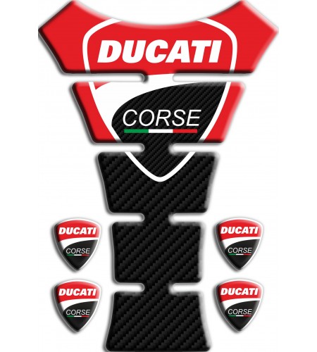 Paraserbatoio "Ducati Corse" TANK PAD sticker Texas rosso/carbonio+4